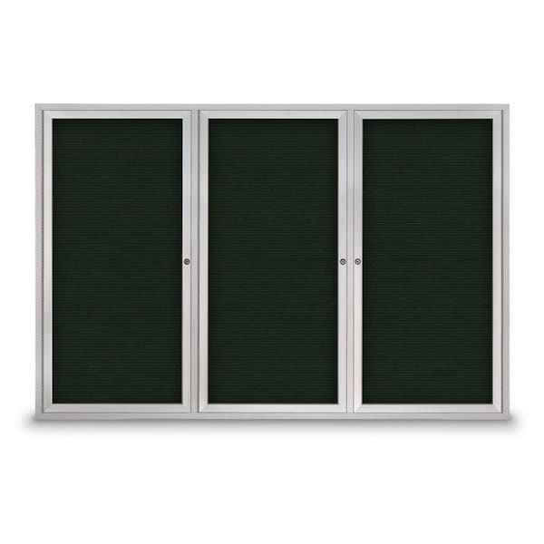 United Visual Products 30"x36" 1-Door Enclosed Outdoor Letterboard, Green Felt/Satin Alum UV1166DSD3036-SATIN-GREEN - main